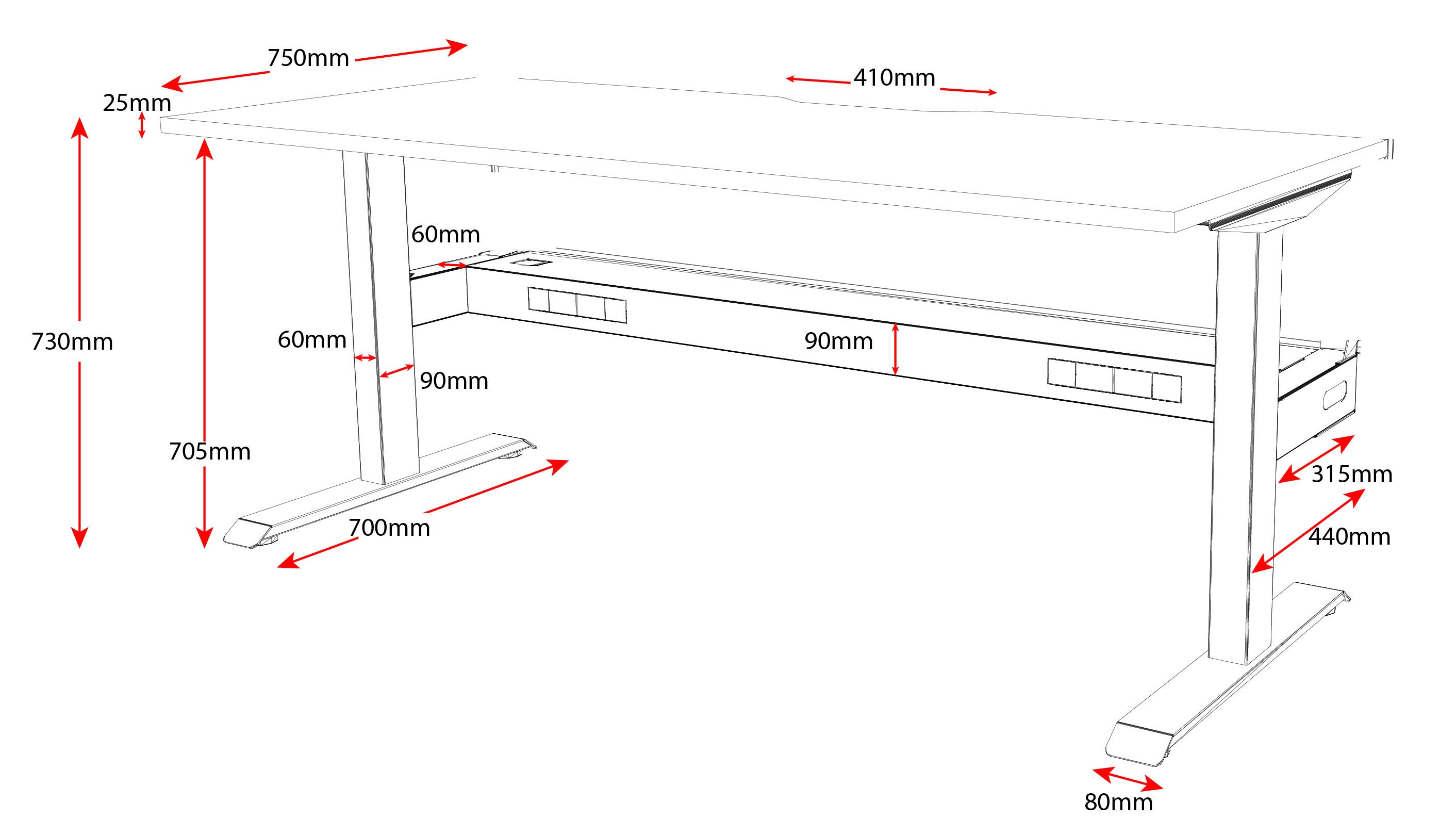 static straight desk