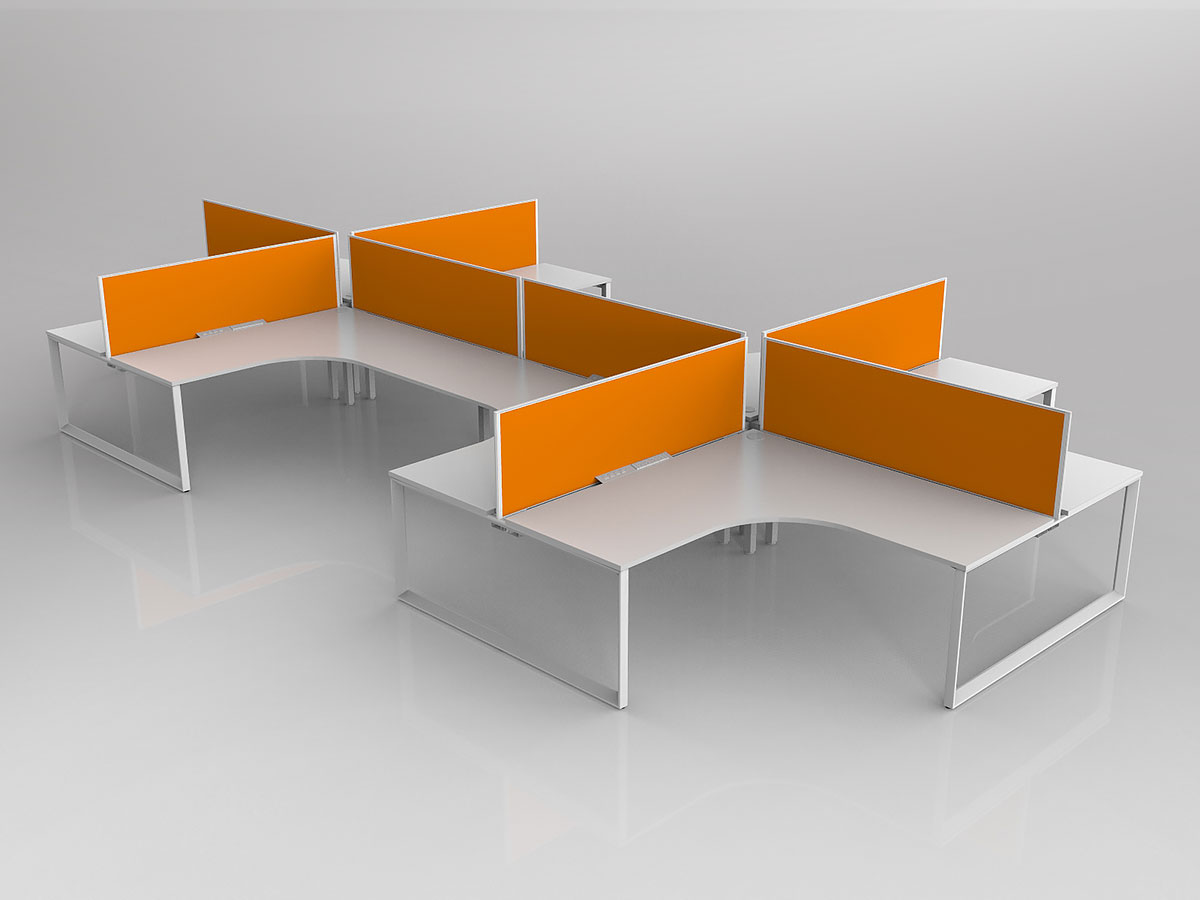 8 Person Corner Workstation -Bright Orange
